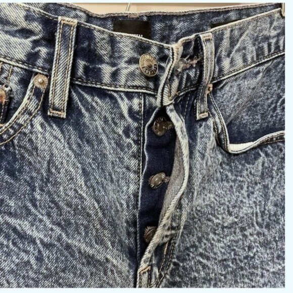 NWT Edwin Cai Denim Jean Shorts Acid Wash Frayed Hem Cut Off Saturn Size 26 - Picture 4 of 16